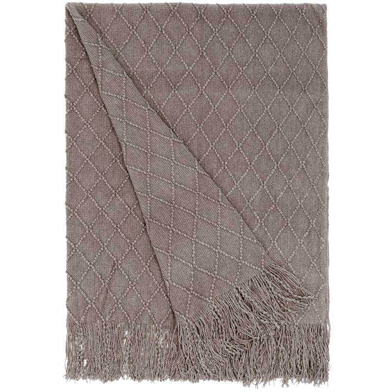 Decorative Throw Blanket - 50x60in Soft Knit with Delightful Fringe Edges for a Sophisticated and Cozy Touch to Your Home