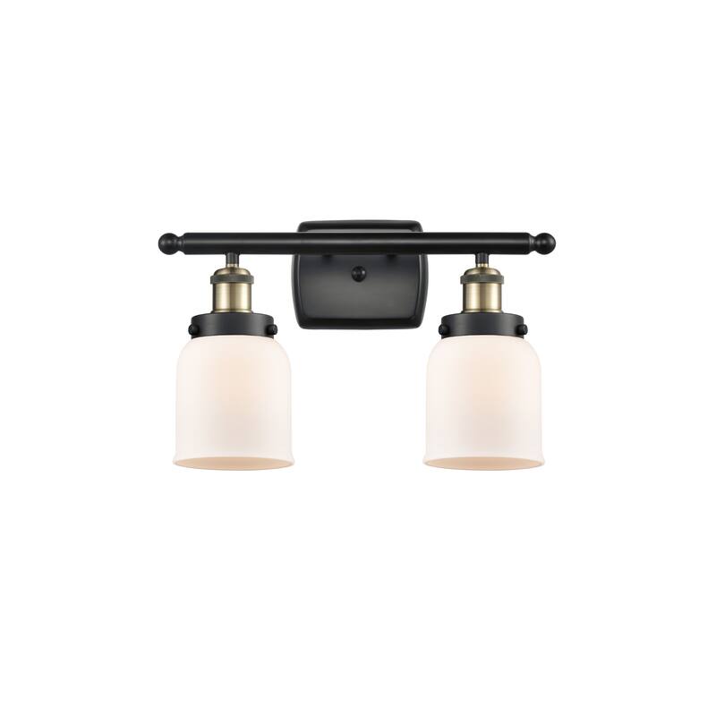 Innovations Lighting Ballston Urban Bell - 2 Light 16" Bath Vanity Light - Black Antique Brass/Matte White