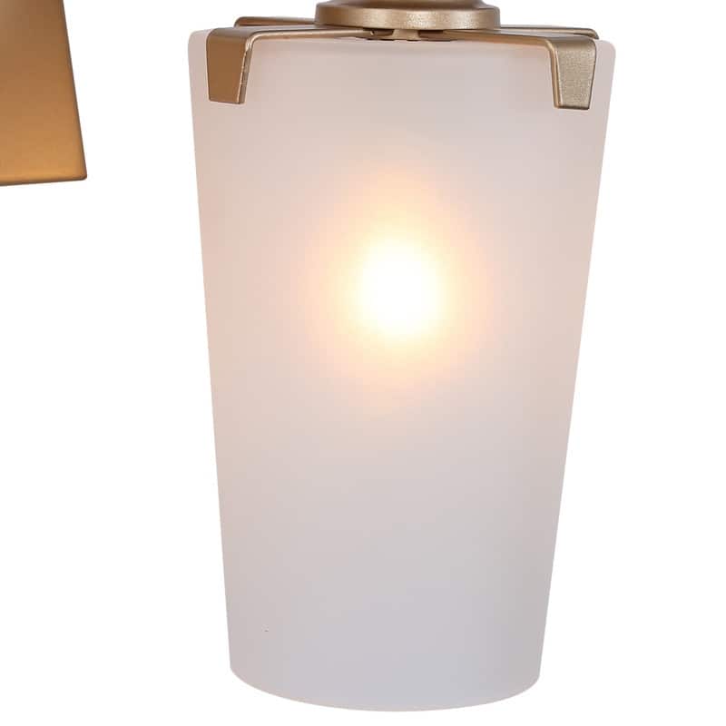 Modern Glam 2-light Bathroom Vanity Lights Mid-century Gold Cone Frosted Glass Wall Sconces - L 14"x W 6.5"x H 9.5"