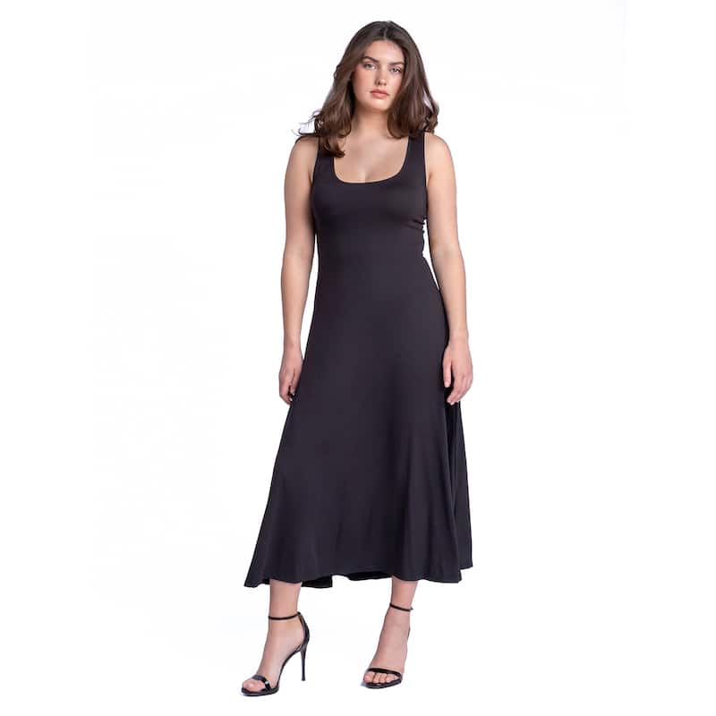 24seven Comfort Apparel Slim Fit A Line Sleeveless Maxi Dress