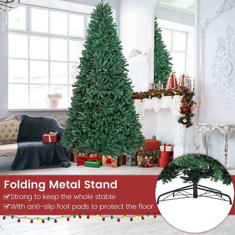 9 Feet Hinged Premium Artificial PVC Christmas Tree with Solid Metal Stand