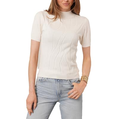 Cyrus Textured Mock Neck Short Sleeve Sweater