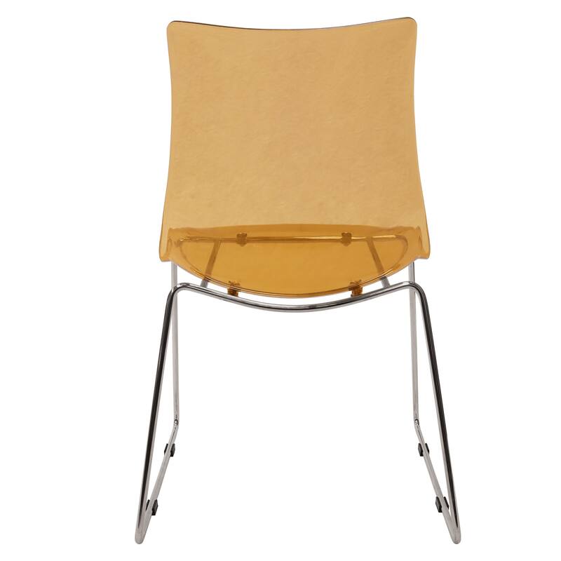 LeisureMod Lima Modern Acrylic Dining Chair with Chrome Base Set of 2