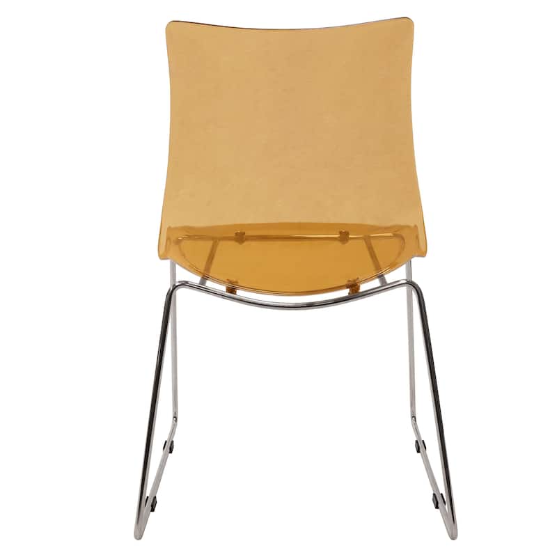 LeisureMod Lima Modern Acrylic Dining Chair with Chrome Base Set of 4