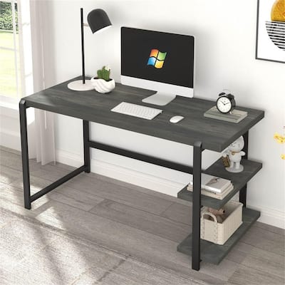 Industrial Computer Desk with Shelves