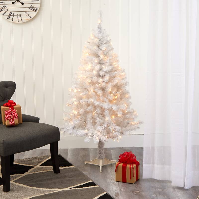4' White Christmas Tree with 100 Clear LED Lights
