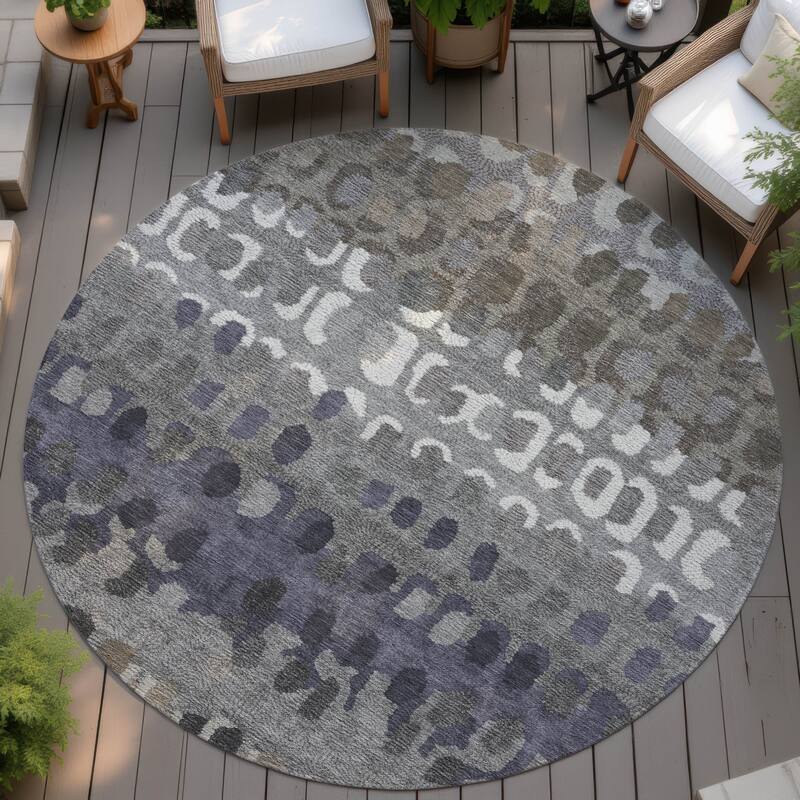 Machine Washable Indoor/ Outdoor Modern Trezze Chantille Rug - Taupe - 8' x 8'