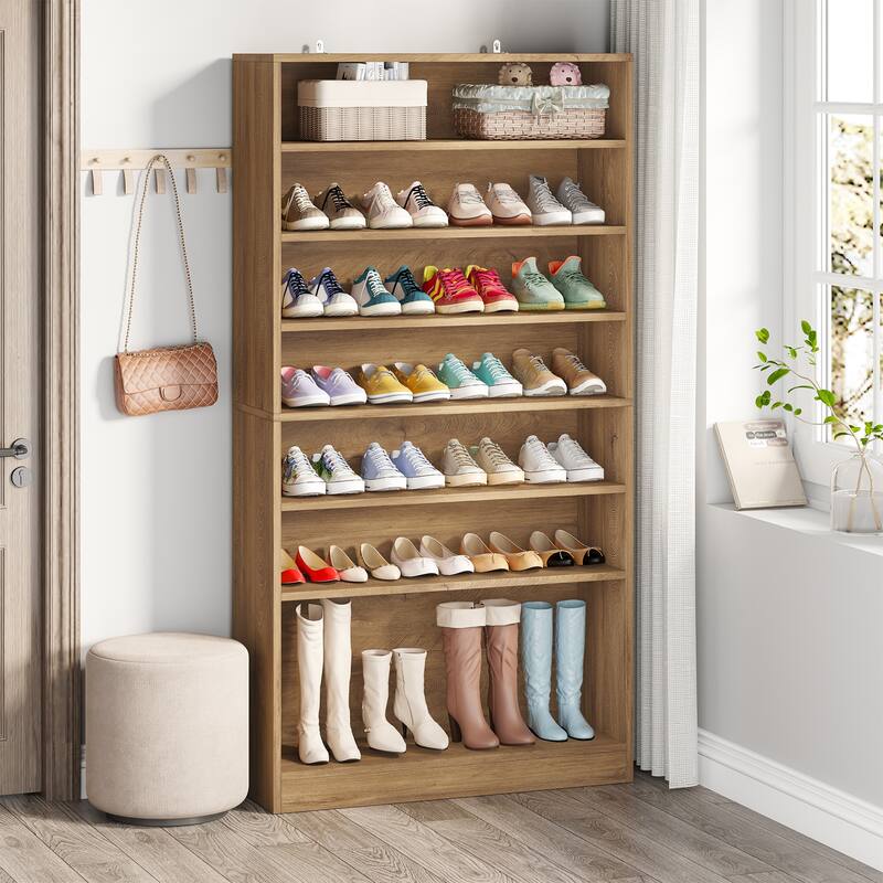 9 Tiers Shoe Cabinet, 40-45 Pairs Heavy Duty Wood Freestanding Shoe Storage Cabinet