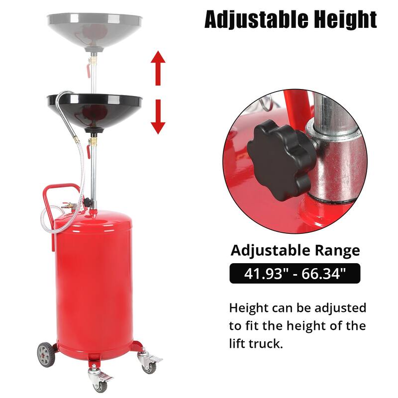 Height Adjustable Portable Waste Oil Drainer with Wheels