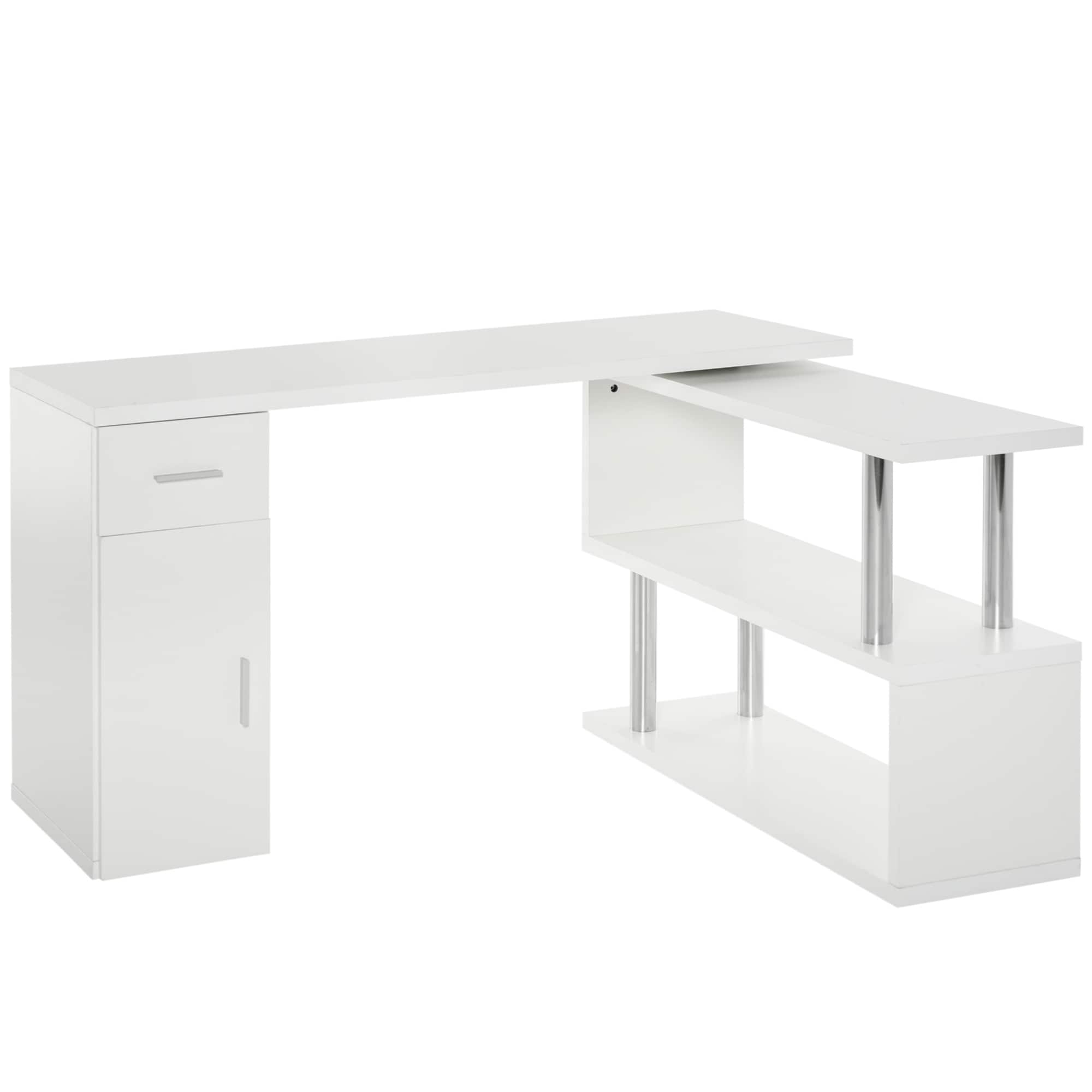 Corner Desk with Storage Shelves,Cabinet and Drawer for Home Office,Rotating Computer Desk,L Shaped Desk