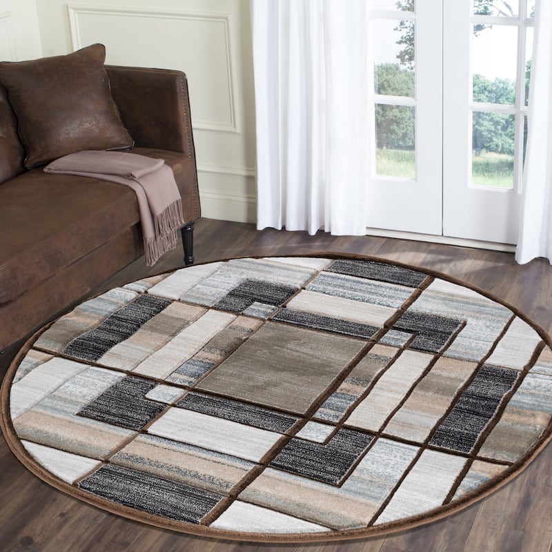 Orelsi Collection Abstract Area Rug with Hand Carved Accents