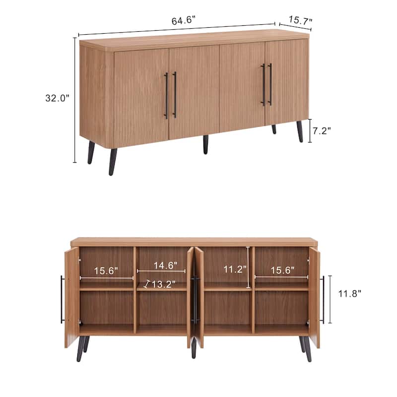 Manhattan Comfort Mid Century Modern Jodie 64.6 Inch Sideboard