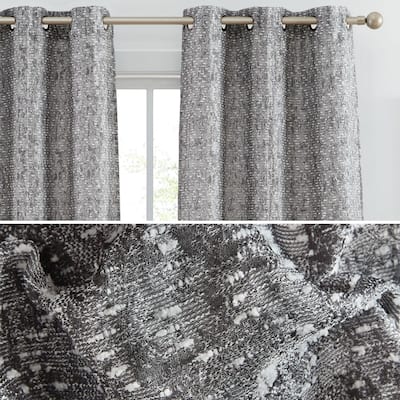 HLC.ME Avalon Jacquard Slub Texture - Privacy Curtains with Grommet Lightweight Window Curtain Panels, Set of 2