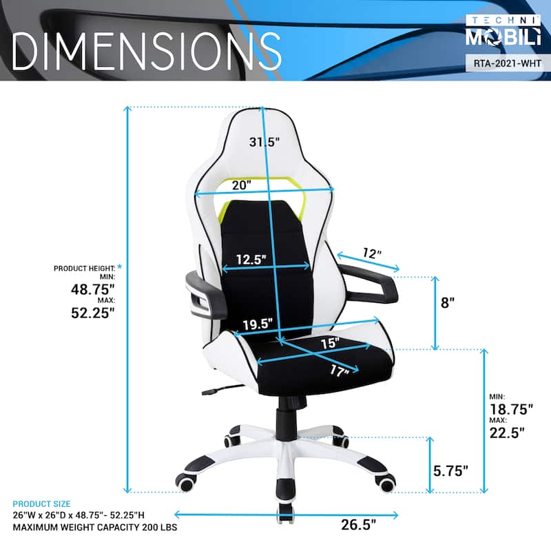 Pneumatic Seat Height Adjustment Ergonomic Essential Racing Style Home