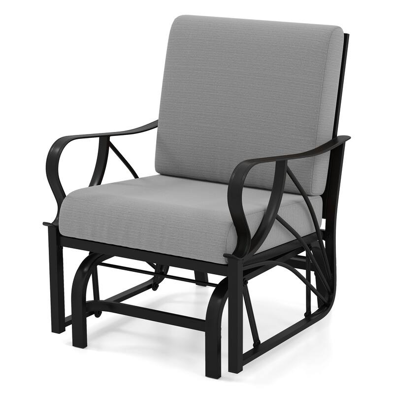 Gymax Patio Glider Chair Single Outdoor Rocking Chair w/ Seat & Back