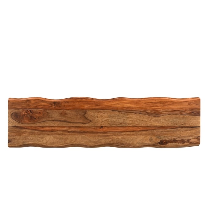 HomeRoots 68" Brown and Black Solid Wood And Metal Live Edge Dining Bench - 68 in. x 18 in. x 18 in.