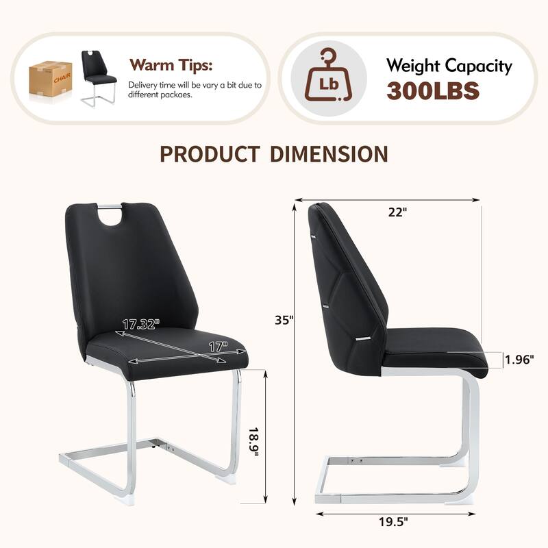 Leather Kitchen Chair Dining Chair Side Chair Lounge Chair Black Reception Chair Office Chair with Metal Legs