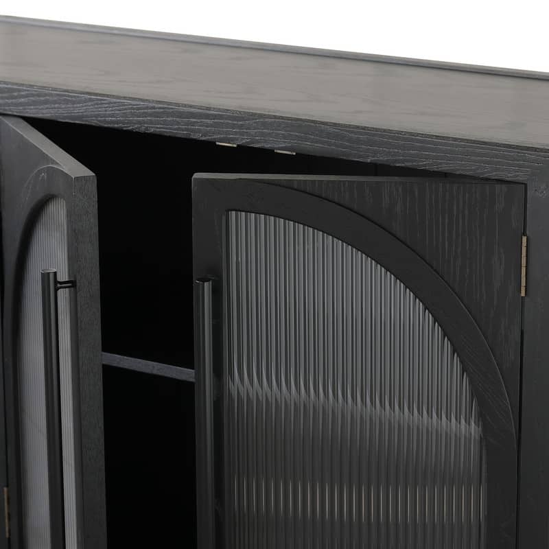 Spruce & Spring Modern American Black Oak Sideboard, Stylish Storage Buffet Cabinet for Dining & Living Room