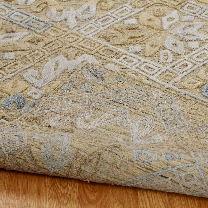 Modern Multi-Colored Hand-Loomed Wool & Viscose Area Rug