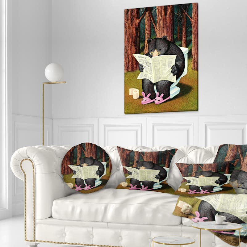 Bear in the Woods - Animal Digital Art Canvas Print - 20 in. wide x 40 in. high - 1 Panel