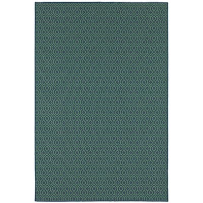 Mesa Navy Green Geometric Outdoor Casual Area Rug