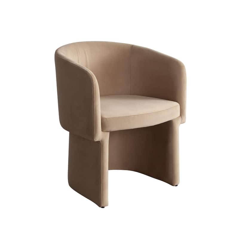 Tesy Dining Side Chair, Camel Brown Performance Velvet, Sloping Arms
