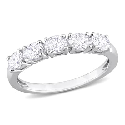 Miadora 1ct TW Oval Cut Diamond Semi-Eternity Band in 14k White Gold