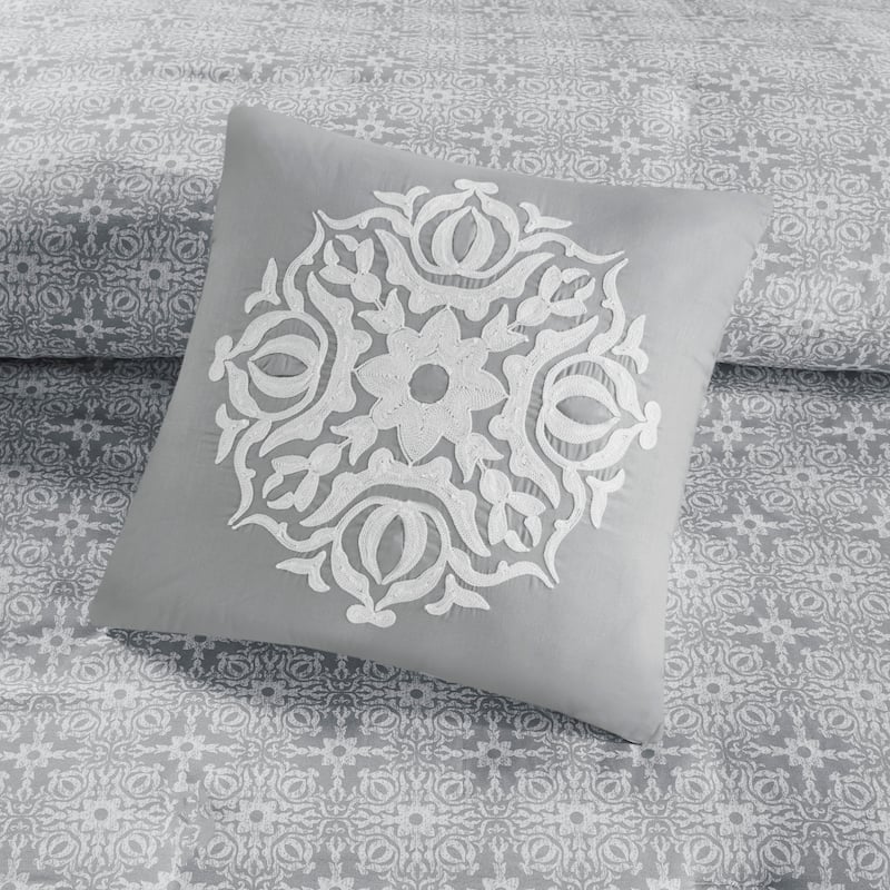 Madison Park Edna Embroidered Cotton Reversible Duvet Cover Set
