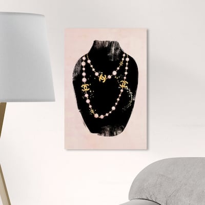 Wynwood Studio 'Necklace Display' Fashion and Glam Wall Art Canvas Print Jewelry - Black, Gold