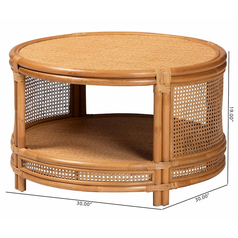 bali & pari Louis Modern Bohemian Natural Brown Rattan Coffee Table