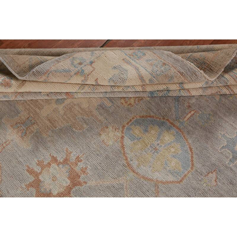 Hand Knotted Oriental 100% Wool Carpet Transitional All-Over Greys & Charcoal Oushak Area Rug - 12' 9'' X 8' 10''
