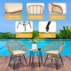 preview thumbnail 42 of 45, 3 Piece Outdoor Wicker Furniture Patio Bistro Set With Cushions for Porch Poolside Garden - 21.2"L x 23.6"W x 31.5"H