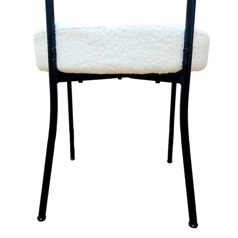 Dining Chairs Set of 2, Kitchen Dining Room Chairs, Curved Backrest Round Upholstered Boucle Dining Chair with Metal Legs