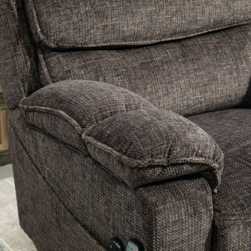 Extended Footrest Comfort Chenille Power Lift Recliner with Massage and Heat