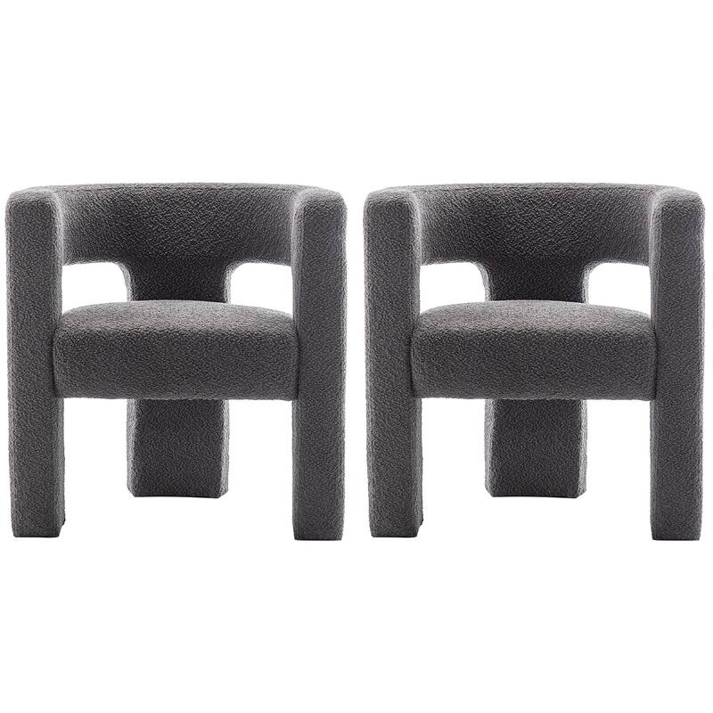 KINWELL 28" Wide Boucle Upholstered Square Armchair (Set of 2)