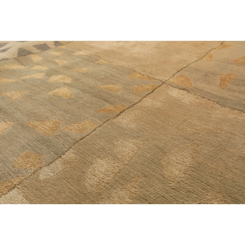 6x8'11'' Tibetano Hand Knotted Wool Beige Modern & Contemporary Art Deco Rug - 6' x 8' 11''