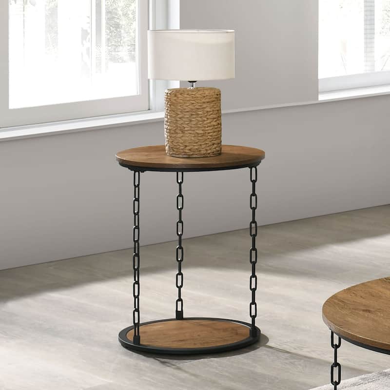 Furniture of America Halien Modern 3-Piece Wood Round Coffee Table Set