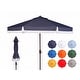 preview thumbnail 36 of 34, SAFAVIEH Milan 9ft Round Outdoor Patio Umbrella with Fringe Trim - UV Resistant, Crank Lift & Button Tilt