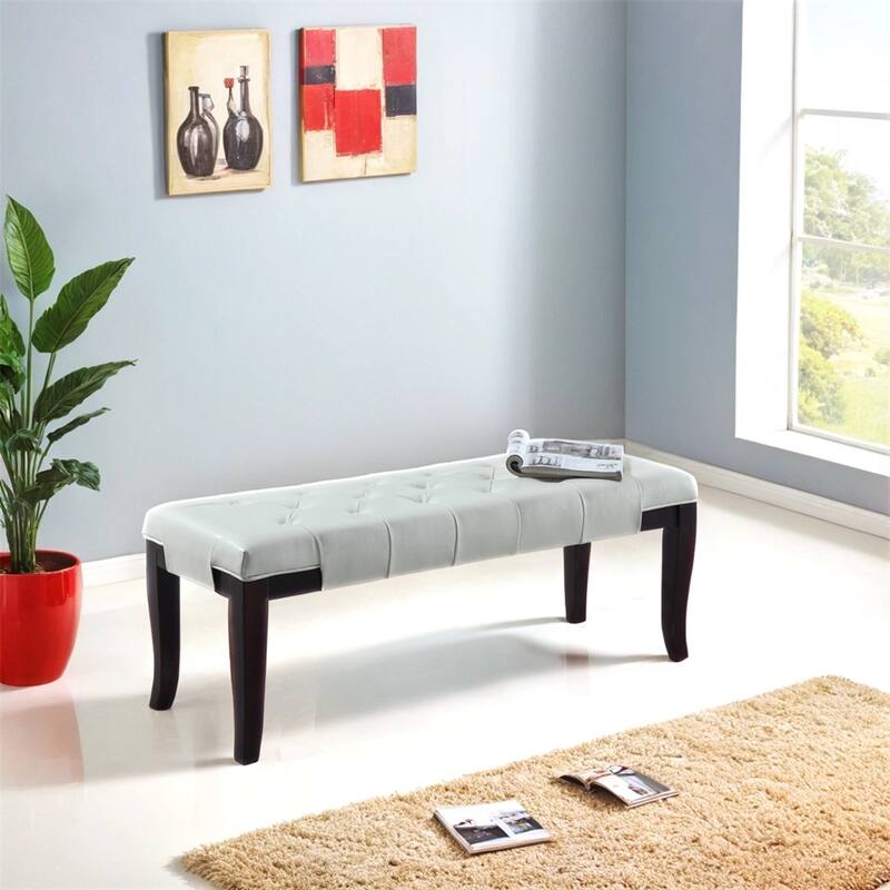 Fabric Tufted Turned Leg Dining Bench