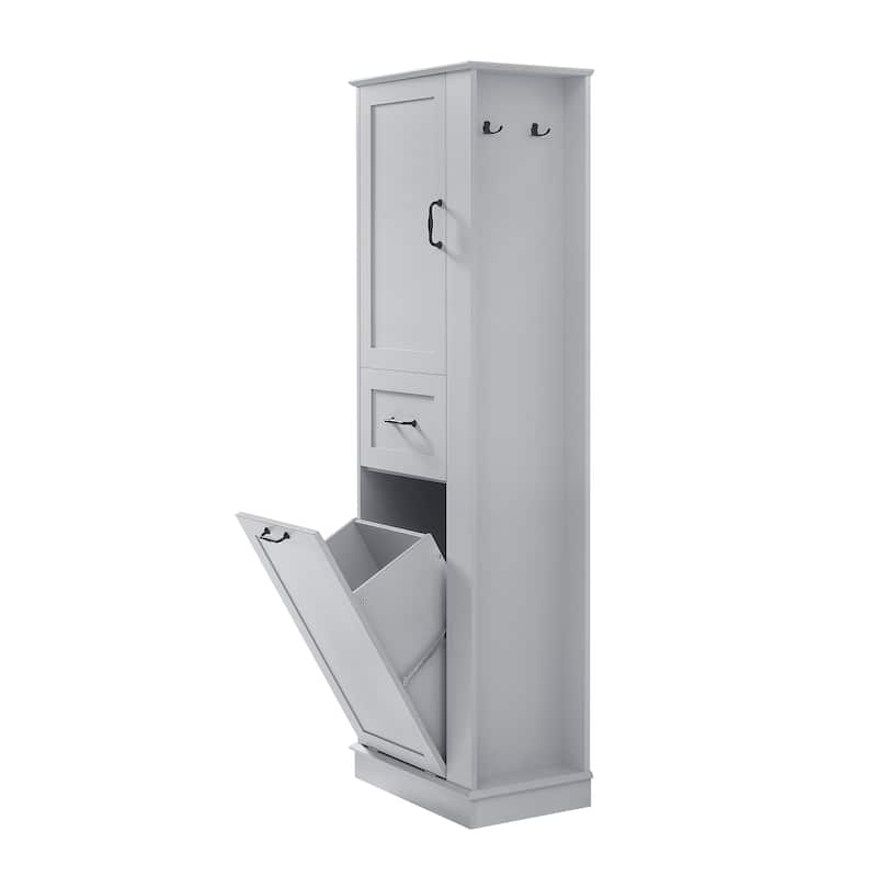 Modern Tall Storage Cabinet - Tilt-Out Compartment, Adjustable Shelves,Soft-Close Hinges, Aluminum Alloy Handles