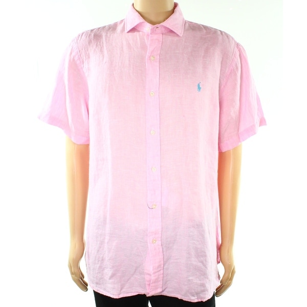 Download Shop Polo Ralph Lauren Pink Mens Size Large L Linen Button ...