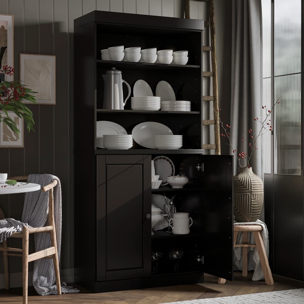 100% Solid Wood 32" Kitchen Pantry Cabinet with 2 Doors by Palace Imports