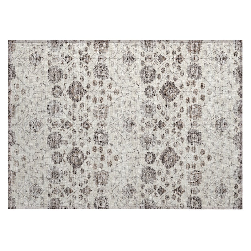 Machine Washable Indoor/ Outdoor Traditional Casual Chantille Rug