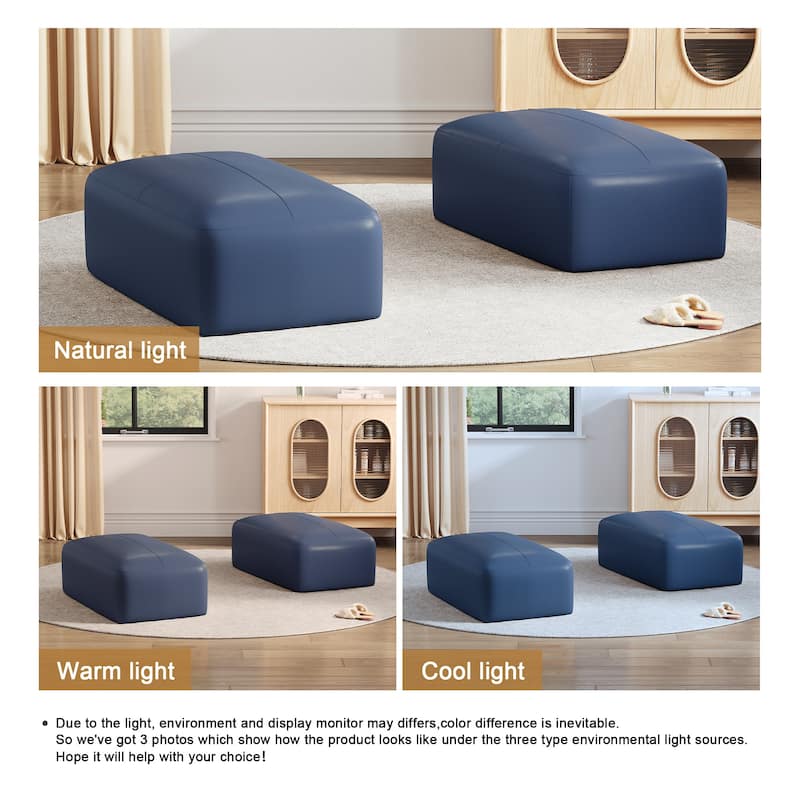 UIXE Genuine Leather Ottoman, Upholstered Ottoman for Living Room