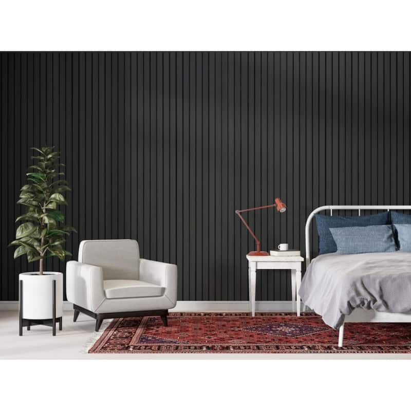 96 in. x 4.8 in x 0.5 in. Acoustic Vinyl Wall Cladding Siding Board - Set of 6pc