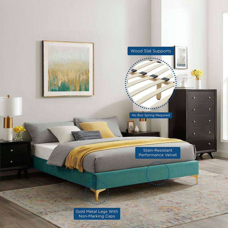 Sutton Queen Performance Velvet Bed Frame