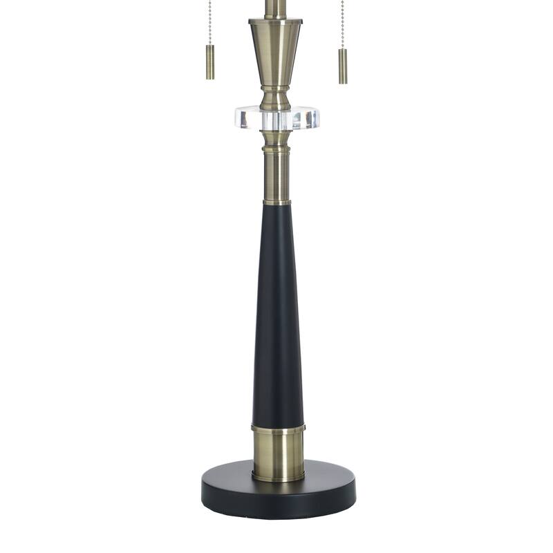 StyleCraft Steel Table Lamp - Larson Gold & Black - White Shade