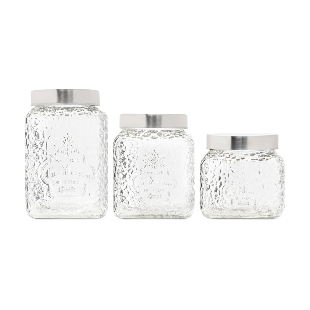 La Maison Hammered Glass Canisters Set Of 3
