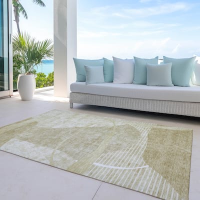Machine Washable Indoor/ Outdoor Chantille Abstract Modern Rug
