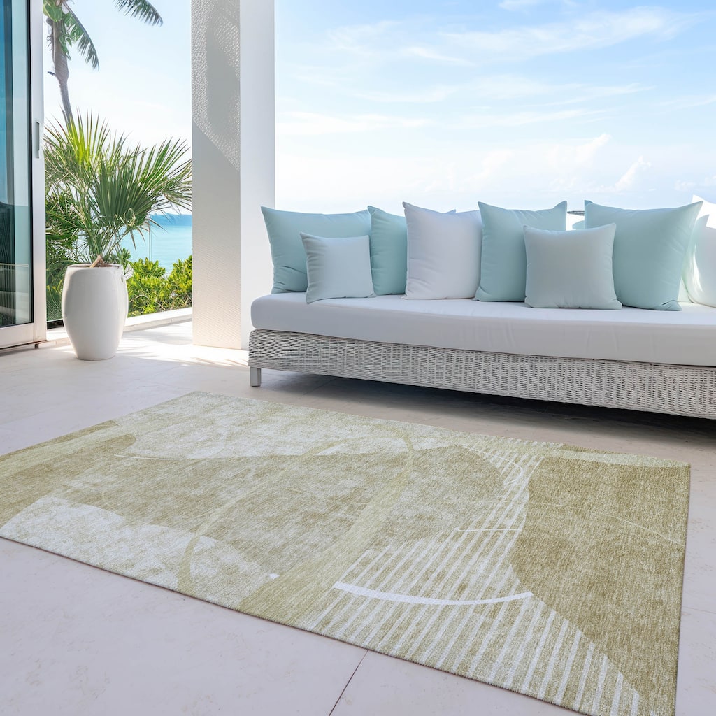 Machine Washable Indoor/ Outdoor Chantille Abstract Modern Rug